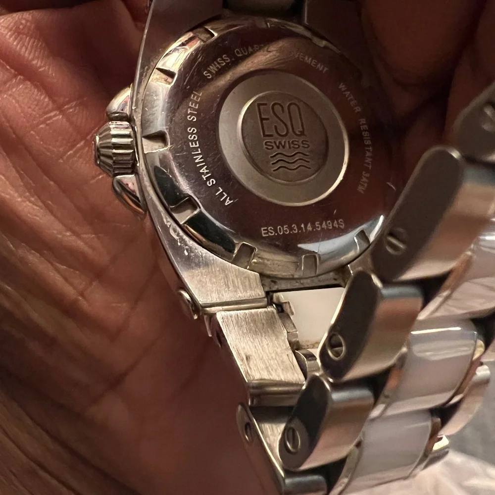 ESQ by Movado Swiss quartz stainless steel and white ceramic watch